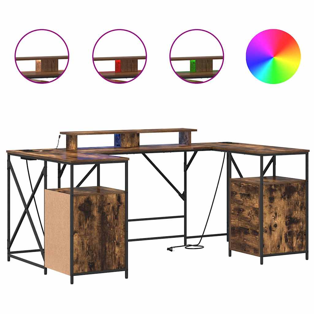 Bureau met lade Gerookt eiken 182 x 101 x 87,5 cm Bewerkt hout is nu te koop bij PeponiXL, paradijselijk wonen!
