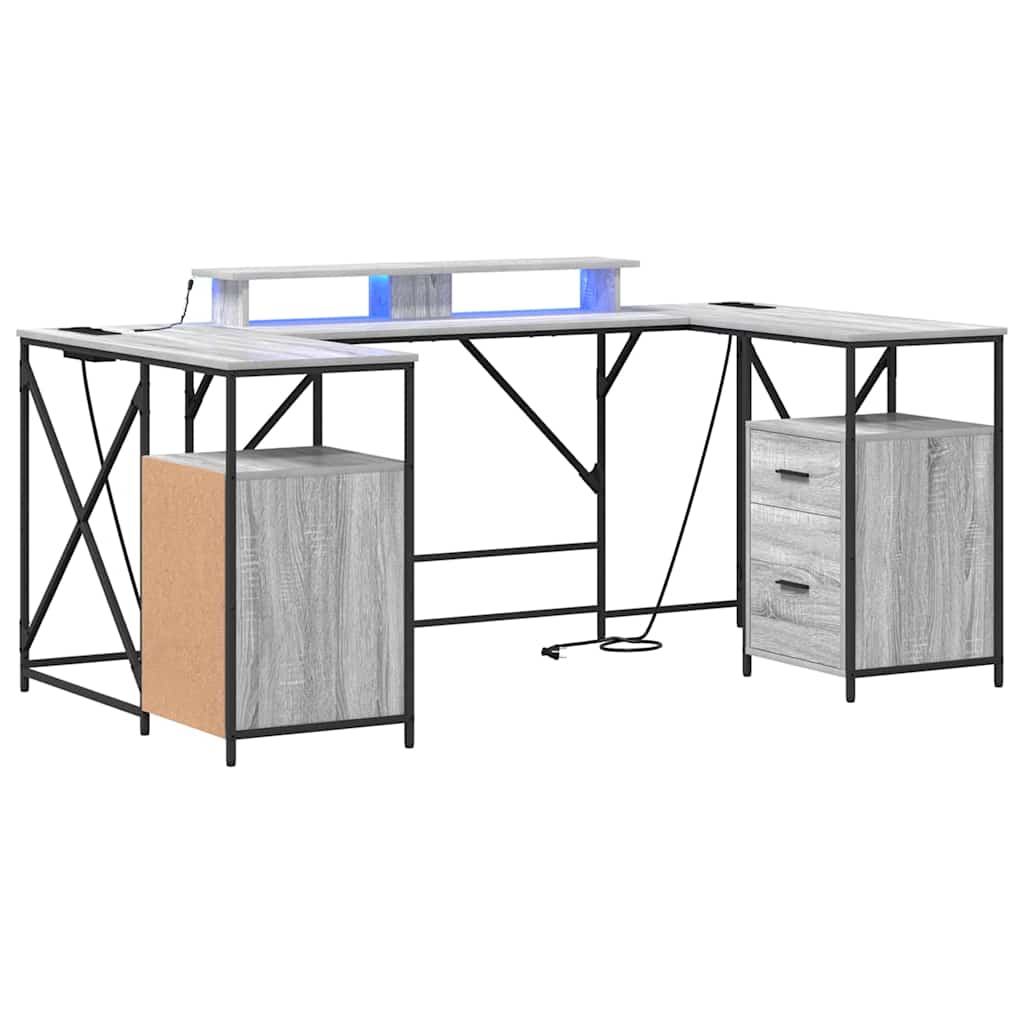 Bureau met lade Grijs Sonoma 182 x 101 x 87,5 cm Bewerkt hout is nu te koop bij PeponiXL, paradijselijk wonen!