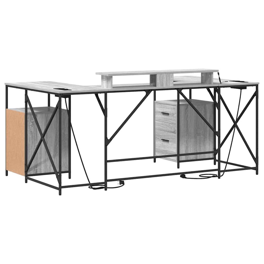 Bureau met lade Grijs Sonoma 182 x 101 x 87,5 cm Bewerkt hout is nu te koop bij PeponiXL, paradijselijk wonen!