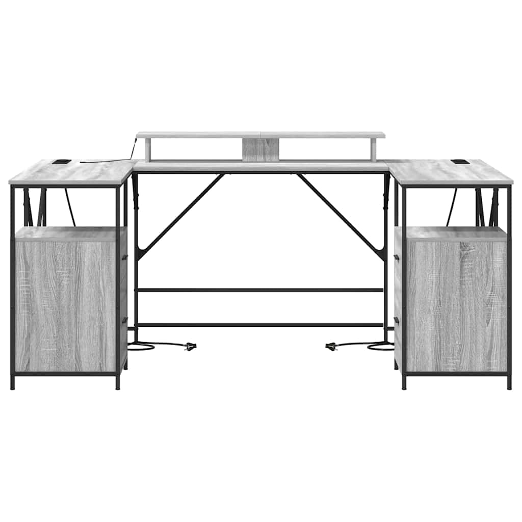Bureau met lade Grijs Sonoma 182 x 101 x 87,5 cm Bewerkt hout is nu te koop bij PeponiXL, paradijselijk wonen!
