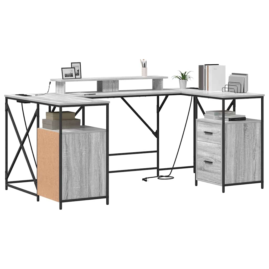 Bureau met lade Grijs Sonoma 182 x 101 x 87,5 cm Bewerkt hout is nu te koop bij PeponiXL, paradijselijk wonen!