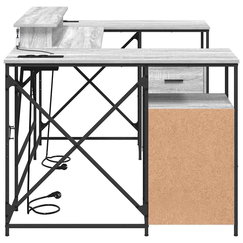 Bureau met lade Grijs Sonoma 182 x 101 x 87,5 cm Bewerkt hout is nu te koop bij PeponiXL, paradijselijk wonen!