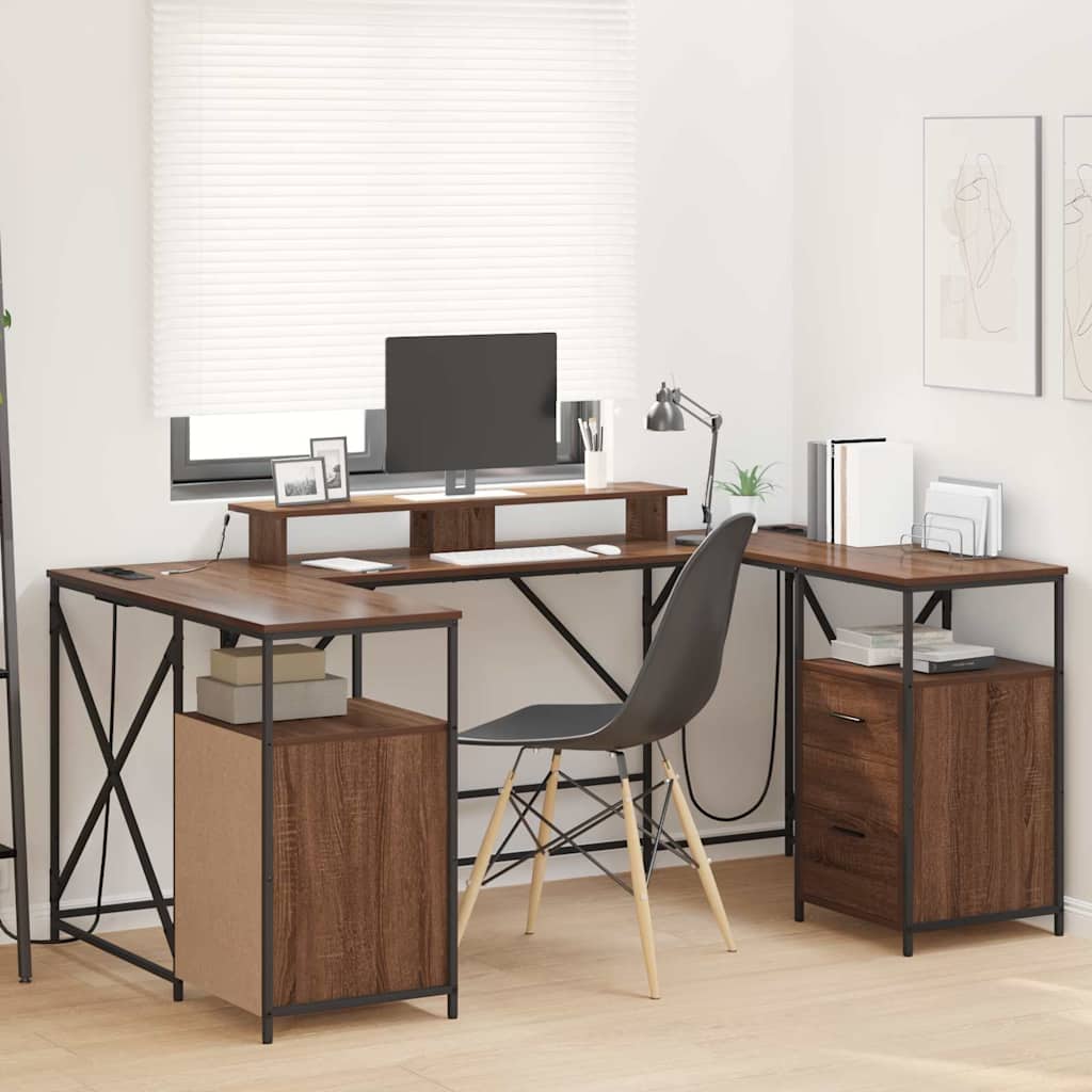 Bureau met lade Bruin Eiken 182 x 101 x 87,5 cm Bewerkt hout is nu te koop bij PeponiXL, paradijselijk wonen!