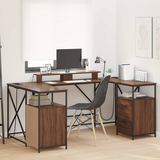 Bureau met lade Bruin Eiken 182 x 101 x 87,5 cm Bewerkt hout is nu te koop bij PeponiXL, paradijselijk wonen!