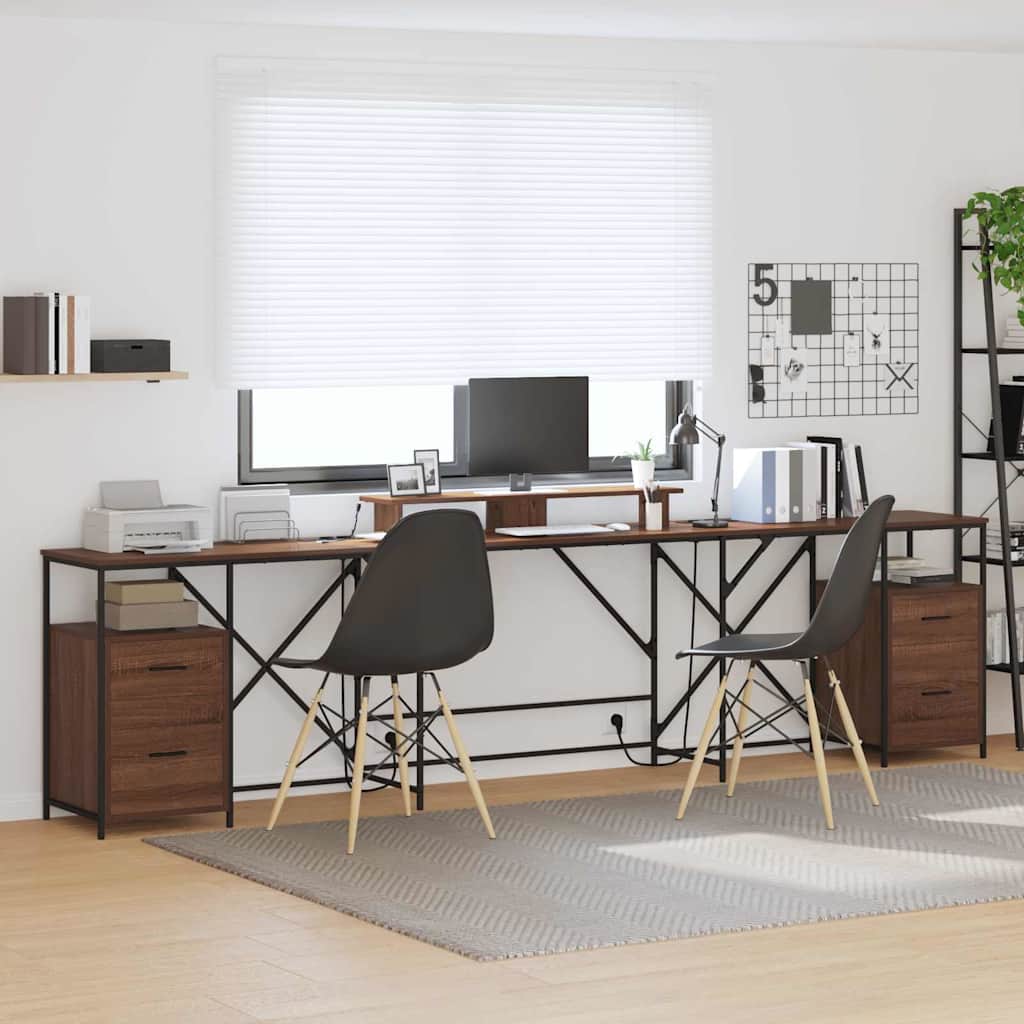 Bureau met lade Bruin Eiken 182 x 101 x 87,5 cm Bewerkt hout is nu te koop bij PeponiXL, paradijselijk wonen!