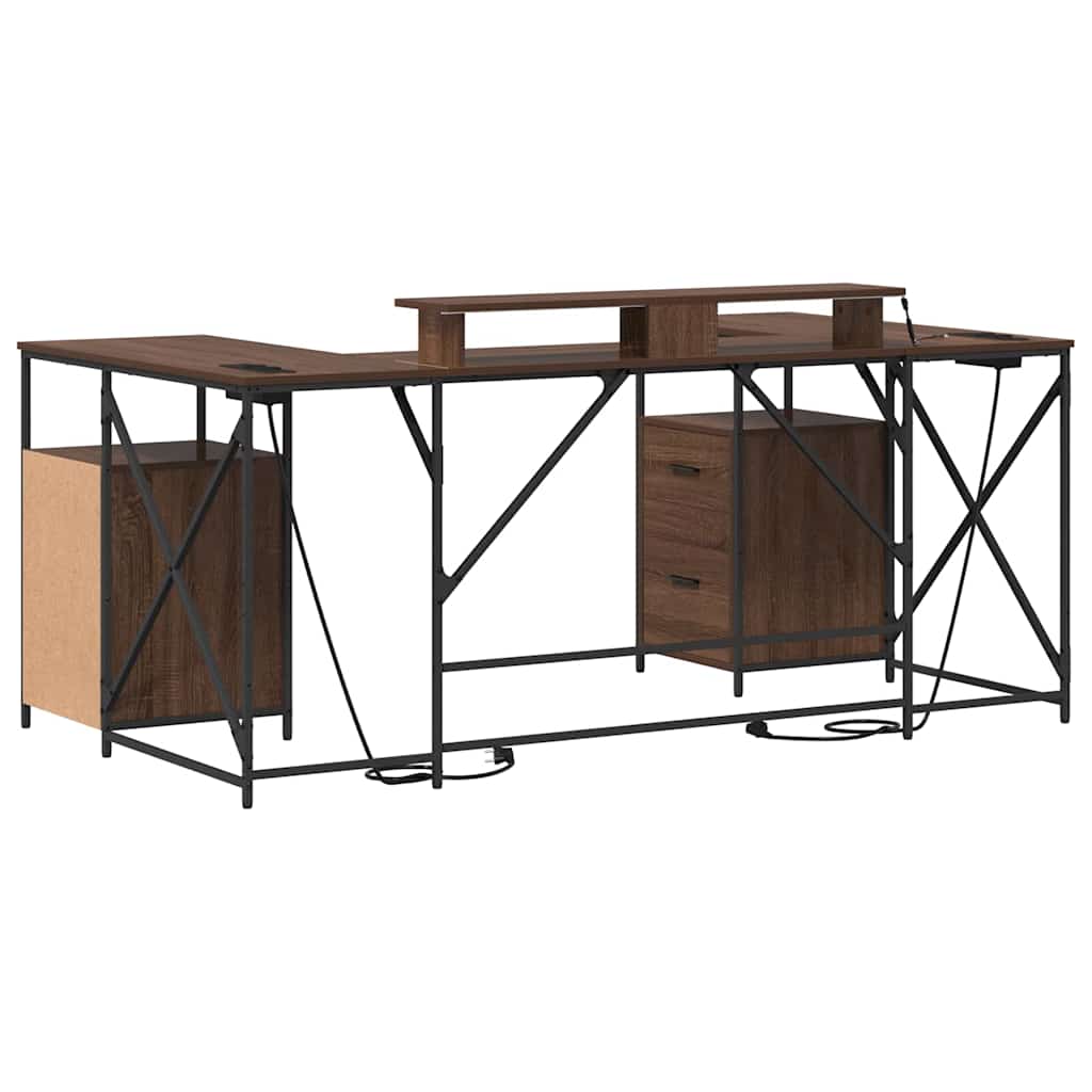 Bureau met lade Bruin Eiken 182 x 101 x 87,5 cm Bewerkt hout is nu te koop bij PeponiXL, paradijselijk wonen!