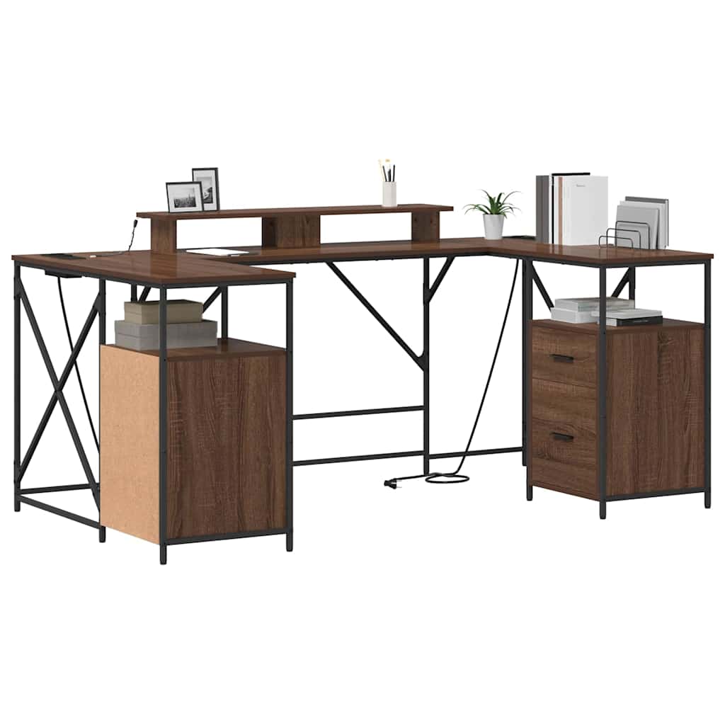 Bureau met lade Bruin Eiken 182 x 101 x 87,5 cm Bewerkt hout is nu te koop bij PeponiXL, paradijselijk wonen!