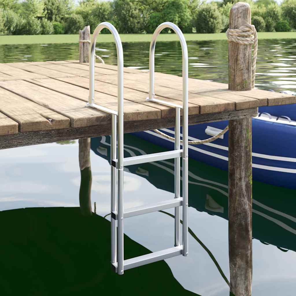 3-Traps Steigerladder Zilver 45 x 11,5 x 134 cm Aluminium is nu te koop bij PeponiXL, paradijselijk wonen!