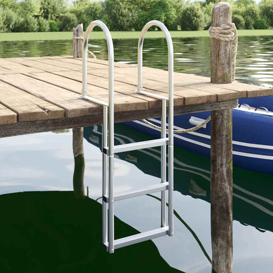 3-Traps Steigerladder Zilver 45 x 11,5 x 134 cm Aluminium is nu te koop bij PeponiXL, paradijselijk wonen!