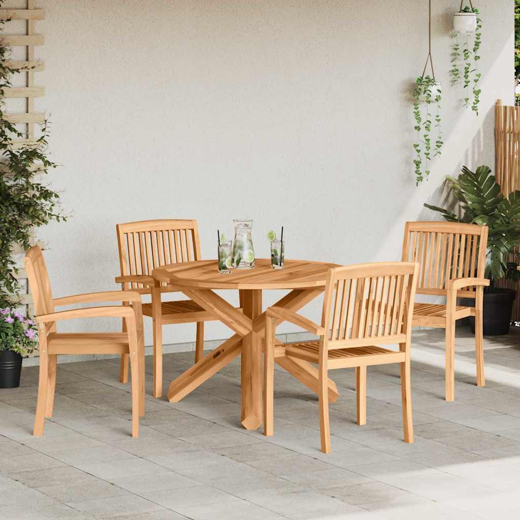 Tuin eettafelset 5 pcs Naturel Massief Acaciahout is nu te koop bij PeponiXL, paradijselijk wonen!