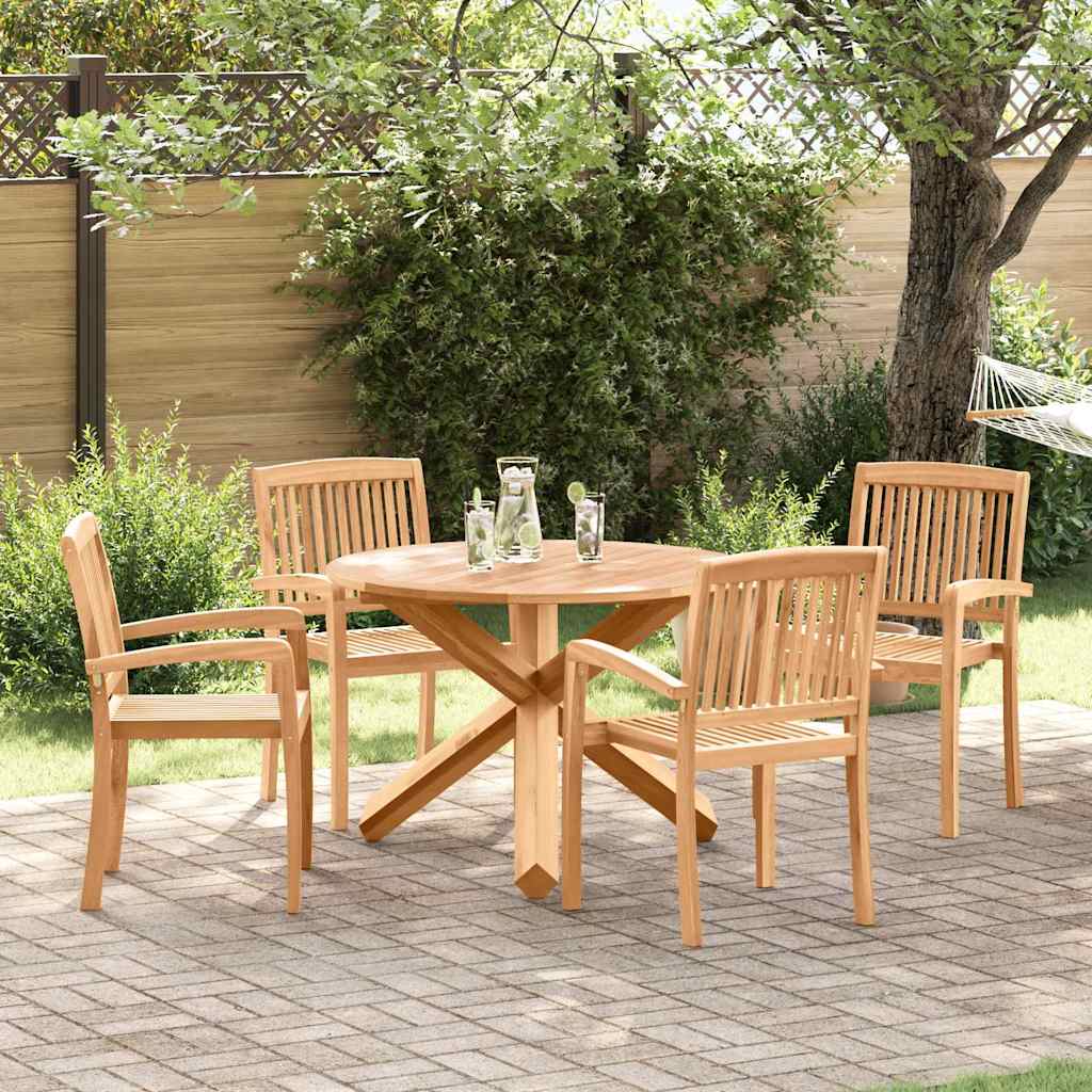 Tuin eettafelset 5 pcs Naturel Massief Acaciahout is nu te koop bij PeponiXL, paradijselijk wonen!