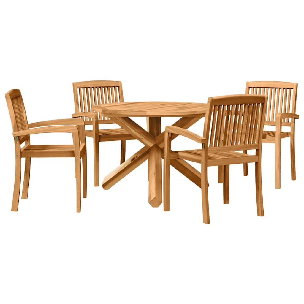 Tuin eettafelset 5 pcs Naturel Massief Acaciahout is nu te koop bij PeponiXL, paradijselijk wonen!