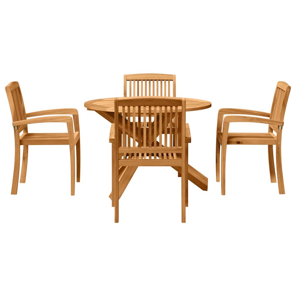 Tuin eettafelset 5 pcs Naturel Massief Acaciahout is nu te koop bij PeponiXL, paradijselijk wonen!