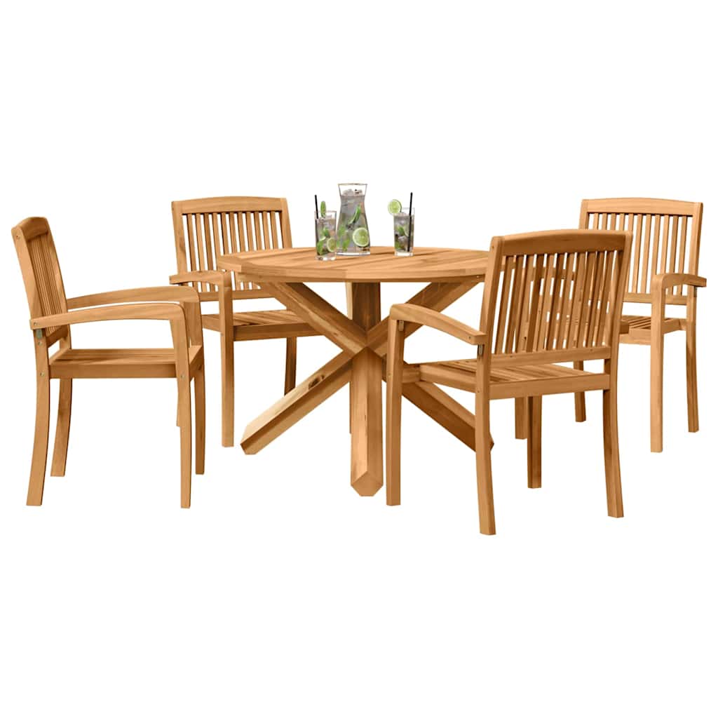Tuin eettafelset 5 pcs Naturel Massief Acaciahout is nu te koop bij PeponiXL, paradijselijk wonen!