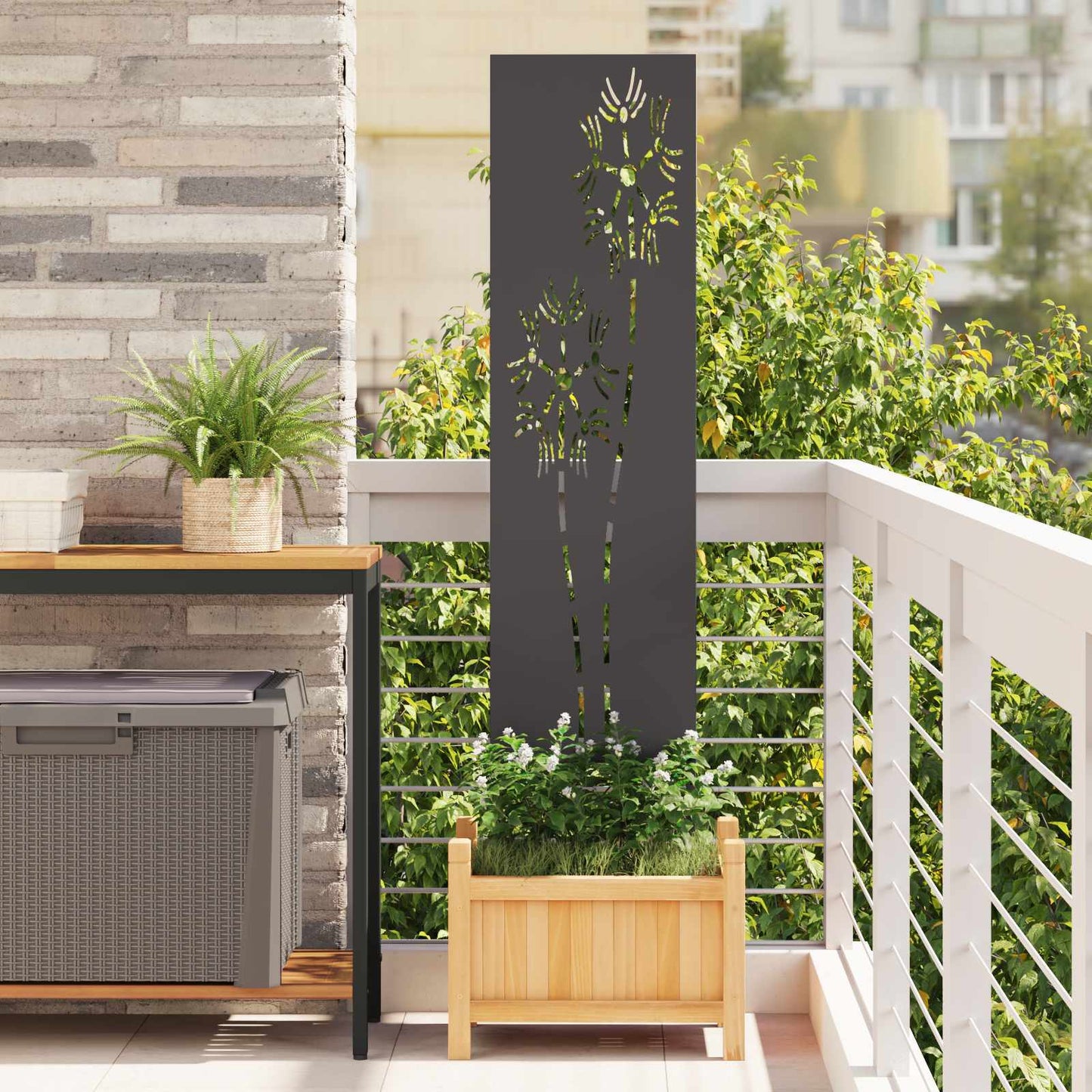 Tuin Privacy Screen Zwart 32 x 140 cm Koudgewalst staal is nu te koop bij PeponiXL, paradijselijk wonen!