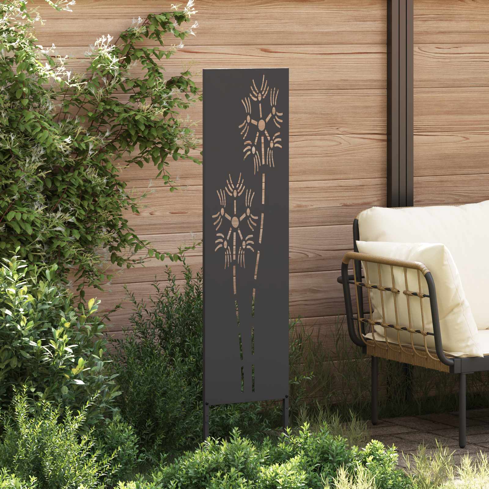 Tuin Privacy Screen Zwart 32 x 140 cm Koudgewalst staal is nu te koop bij PeponiXL, paradijselijk wonen!
