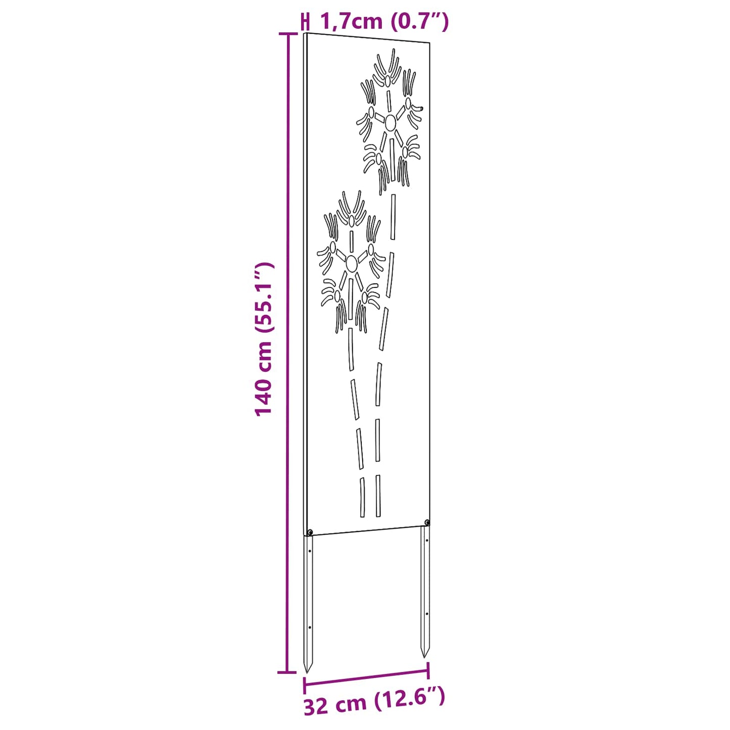 Tuin Privacy Screen Zwart 32 x 140 cm Koudgewalst staal is nu te koop bij PeponiXL, paradijselijk wonen!