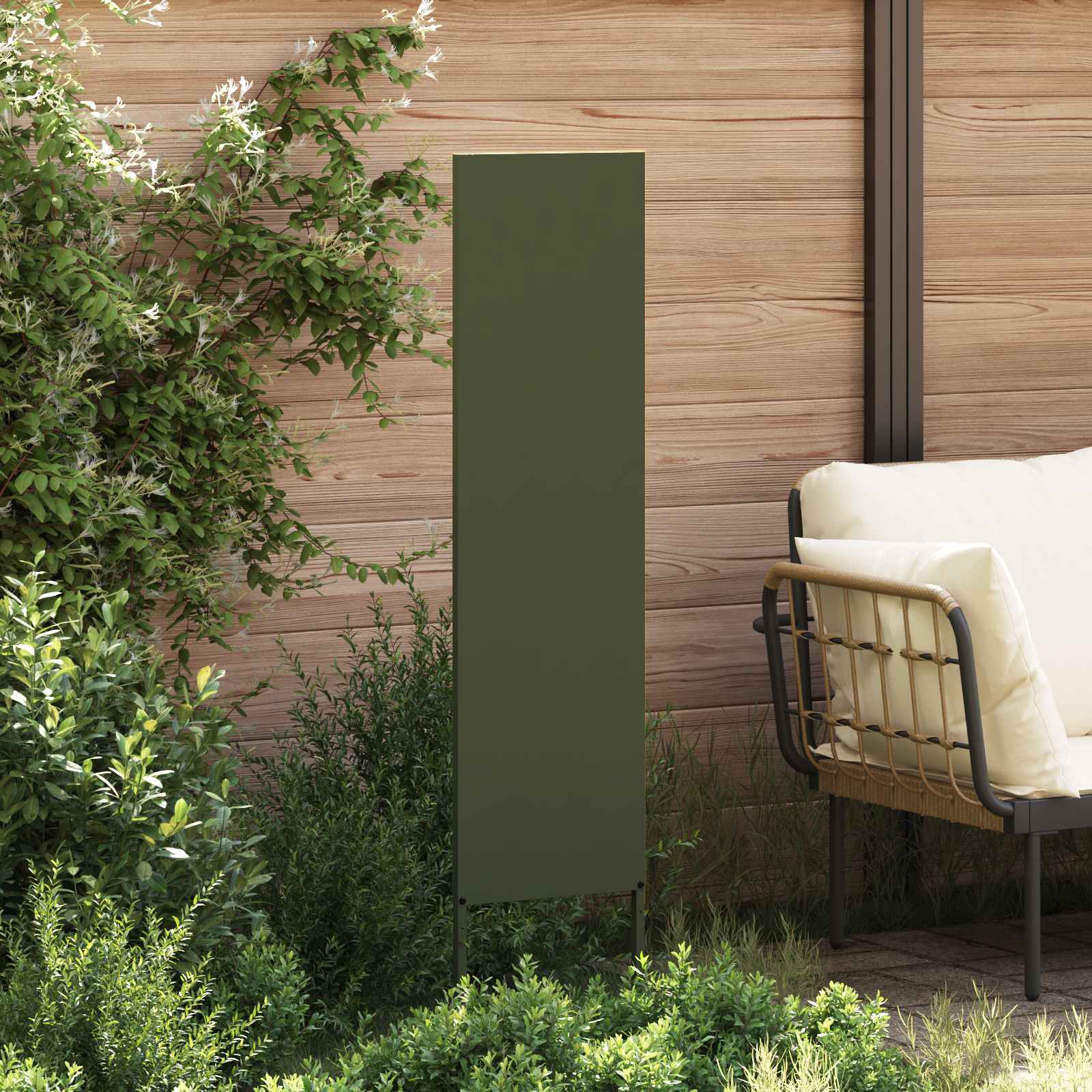 Tuin Privacy Screen Olijfgroen 32 x 140 cm Koudgewalst staal is nu te koop bij PeponiXL, paradijselijk wonen!