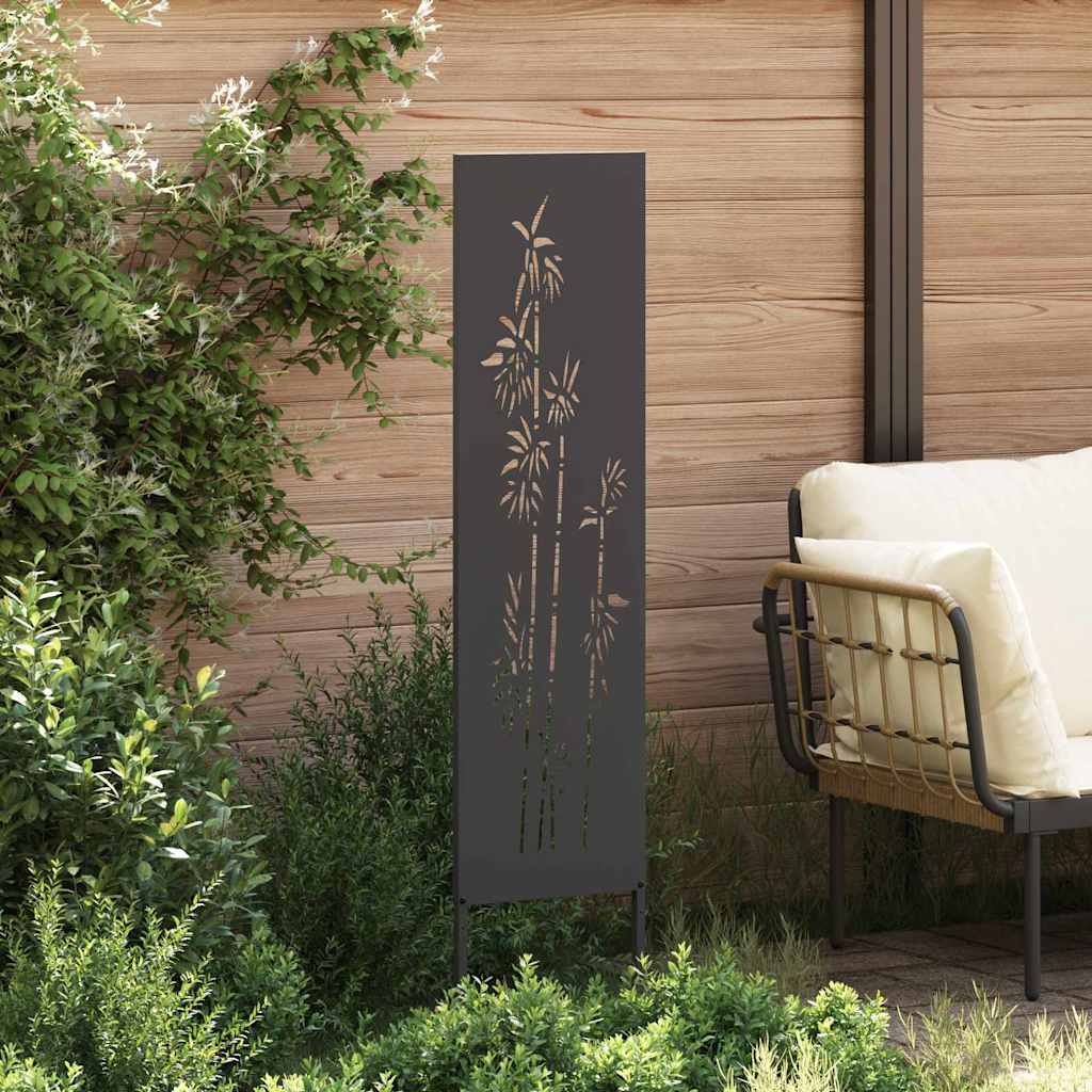 Tuin Privacy Screen Bloemen Zwart 32 x 140 cm Koudgewalst staal is nu te koop bij PeponiXL, paradijselijk wonen!