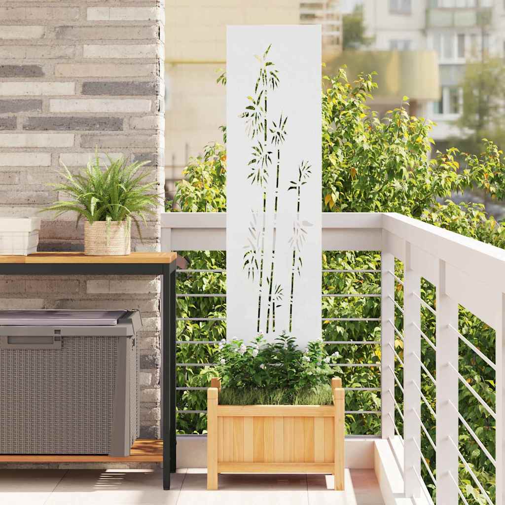 Tuin Privacy Screen Bloemen Wit 32 x 140 cm Koudgewalst staal is nu te koop bij PeponiXL, paradijselijk wonen!