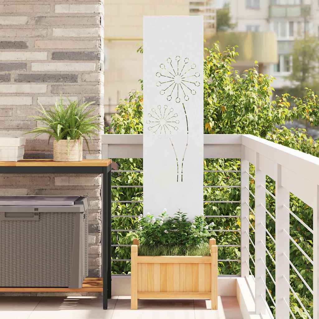 Tuin Privacy Screen Fretwerk Wit 32 x 140 cm Koudgewalst staal is nu te koop bij PeponiXL, paradijselijk wonen!