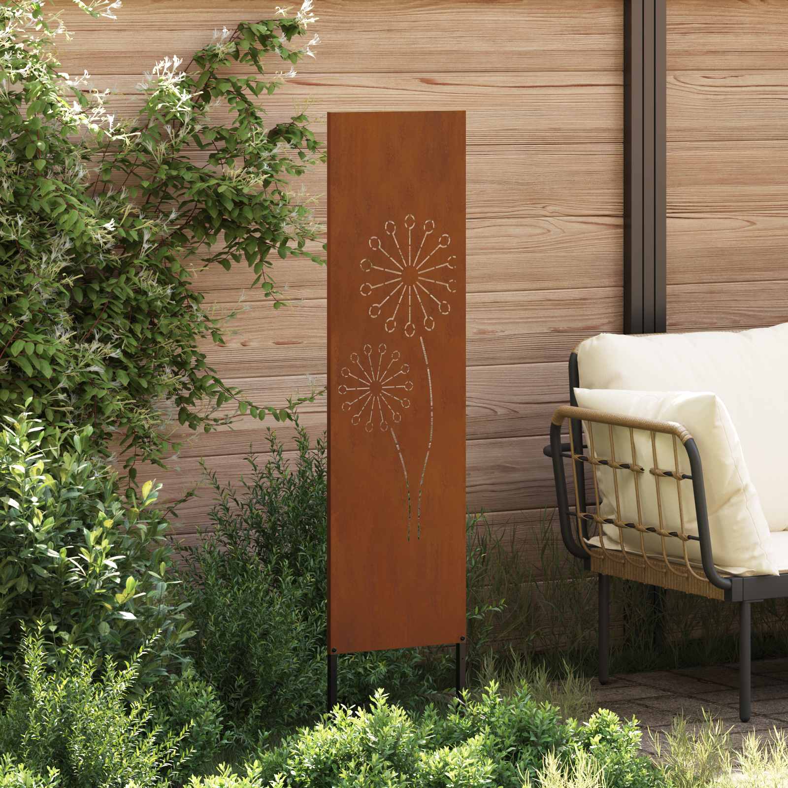 Tuin Privacy Screen Fretwerk Roestig 32 x 140 cm weervast staal is nu te koop bij PeponiXL, paradijselijk wonen!