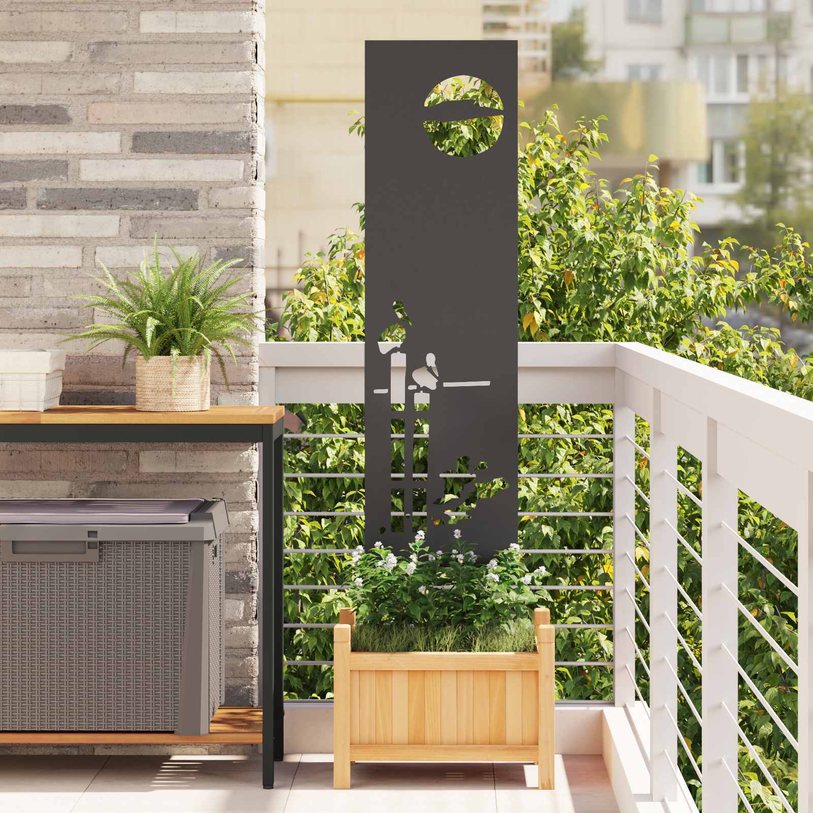 Tuin Privacy Screen Zwart 32 x 140 cm Koudgewalst staal is nu te koop bij PeponiXL, paradijselijk wonen!