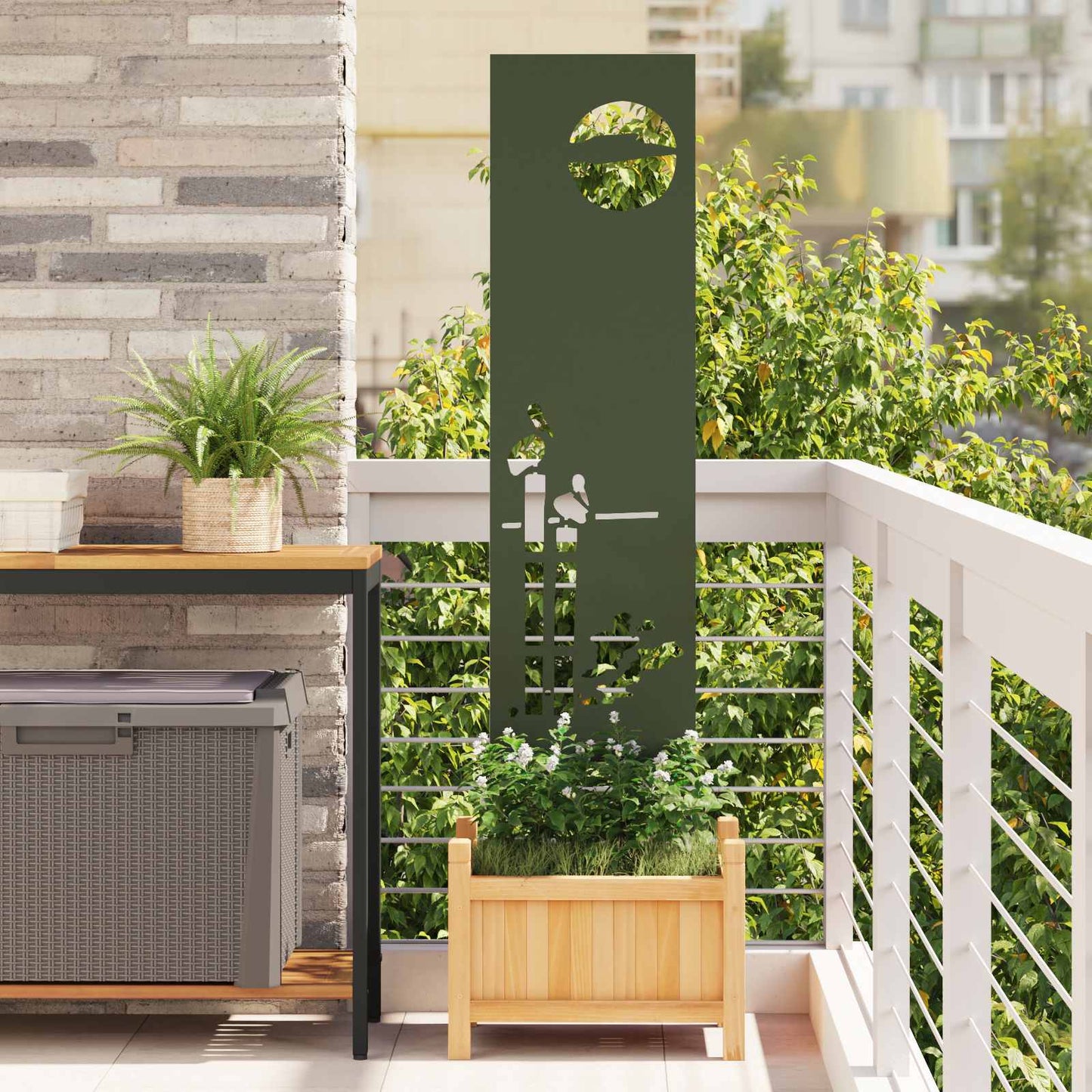 Tuin Privacy Screen Olijfgroen 32 x 140 cm Koudgewalst staal is nu te koop bij PeponiXL, paradijselijk wonen!