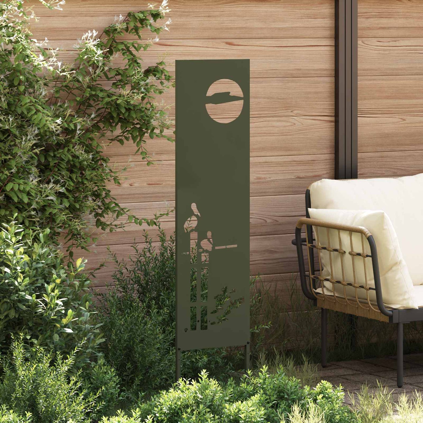 Tuin Privacy Screen Olijfgroen 32 x 140 cm Koudgewalst staal is nu te koop bij PeponiXL, paradijselijk wonen!