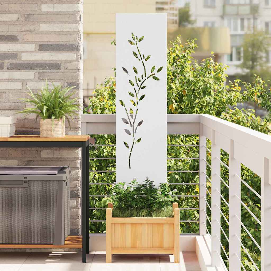 Tuin Privacy Screen Bloemen Wit 32 x 140 cm Koudgewalst staal is nu te koop bij PeponiXL, paradijselijk wonen!