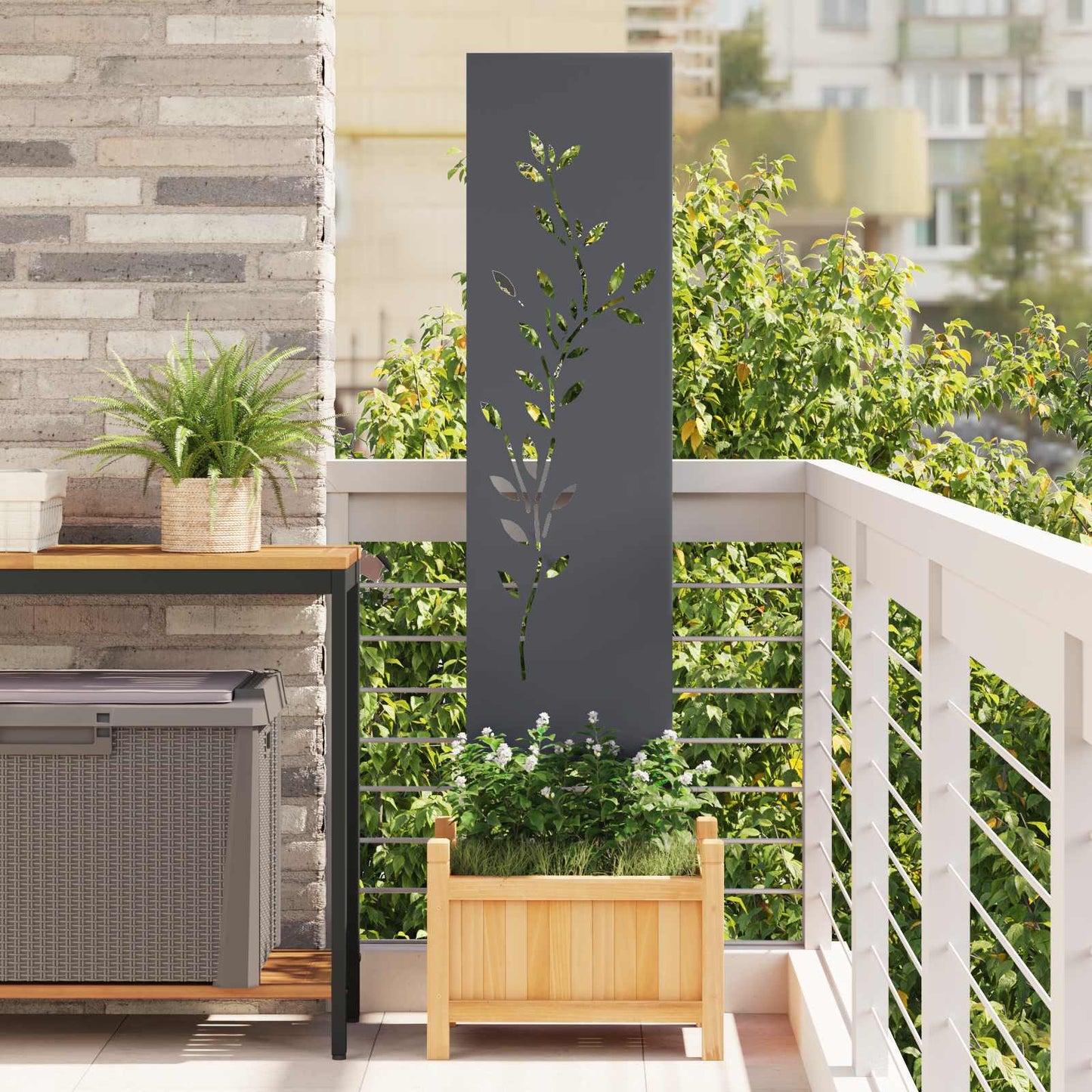 Tuin Privacy Screen Antraciet 32 x 140 cm Koudgewalst staal is nu te koop bij PeponiXL, paradijselijk wonen!