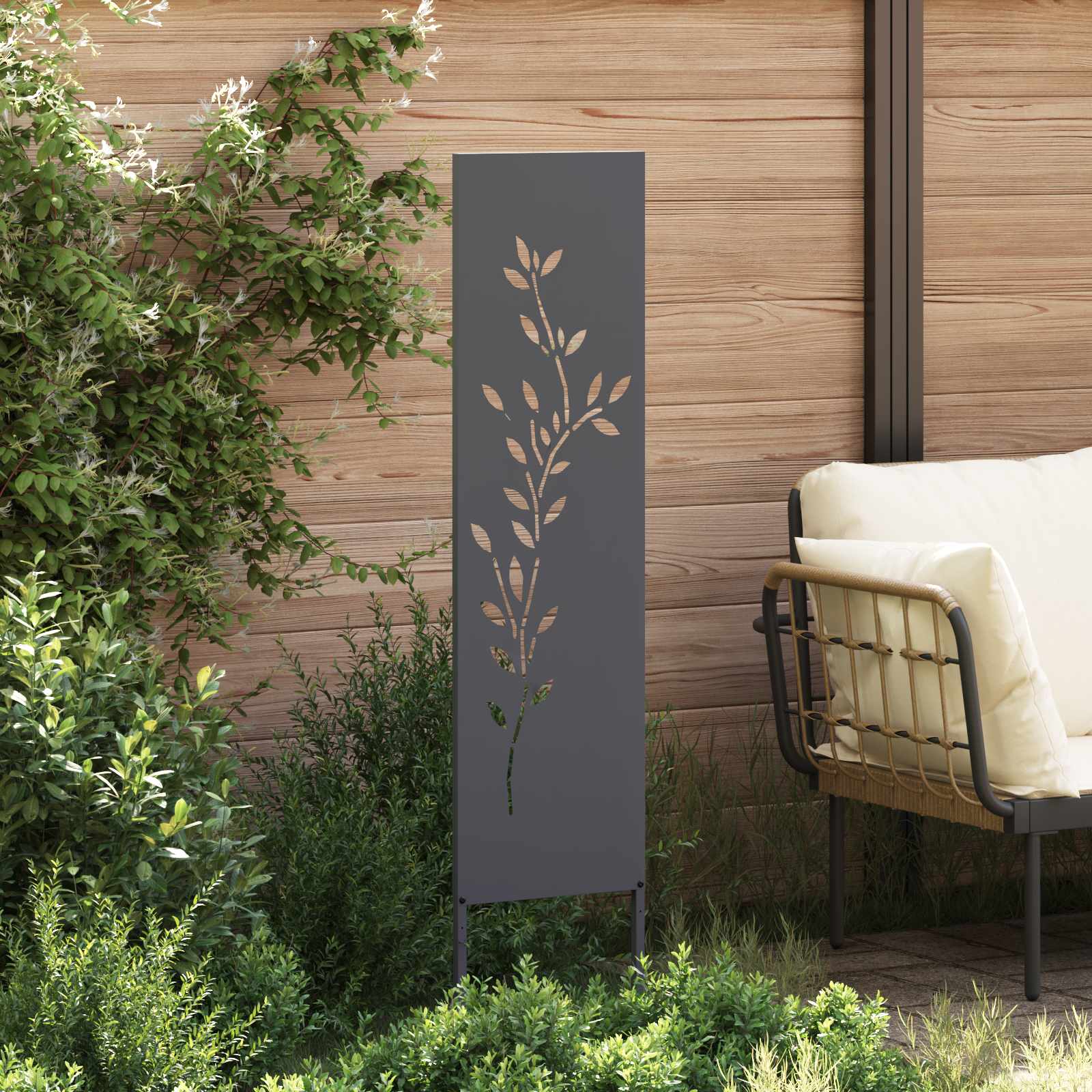 Tuin Privacy Screen Antraciet 32 x 140 cm Koudgewalst staal is nu te koop bij PeponiXL, paradijselijk wonen!