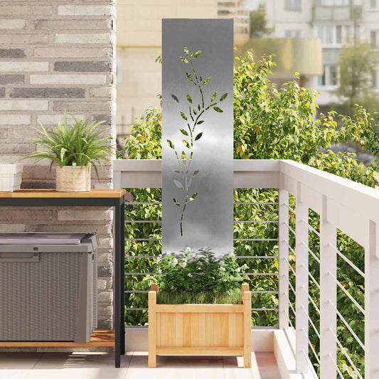 Tuin Privacy Screen Bloemen Zilver 32 x 140 cm Roestvrij staal is nu te koop bij PeponiXL, paradijselijk wonen!