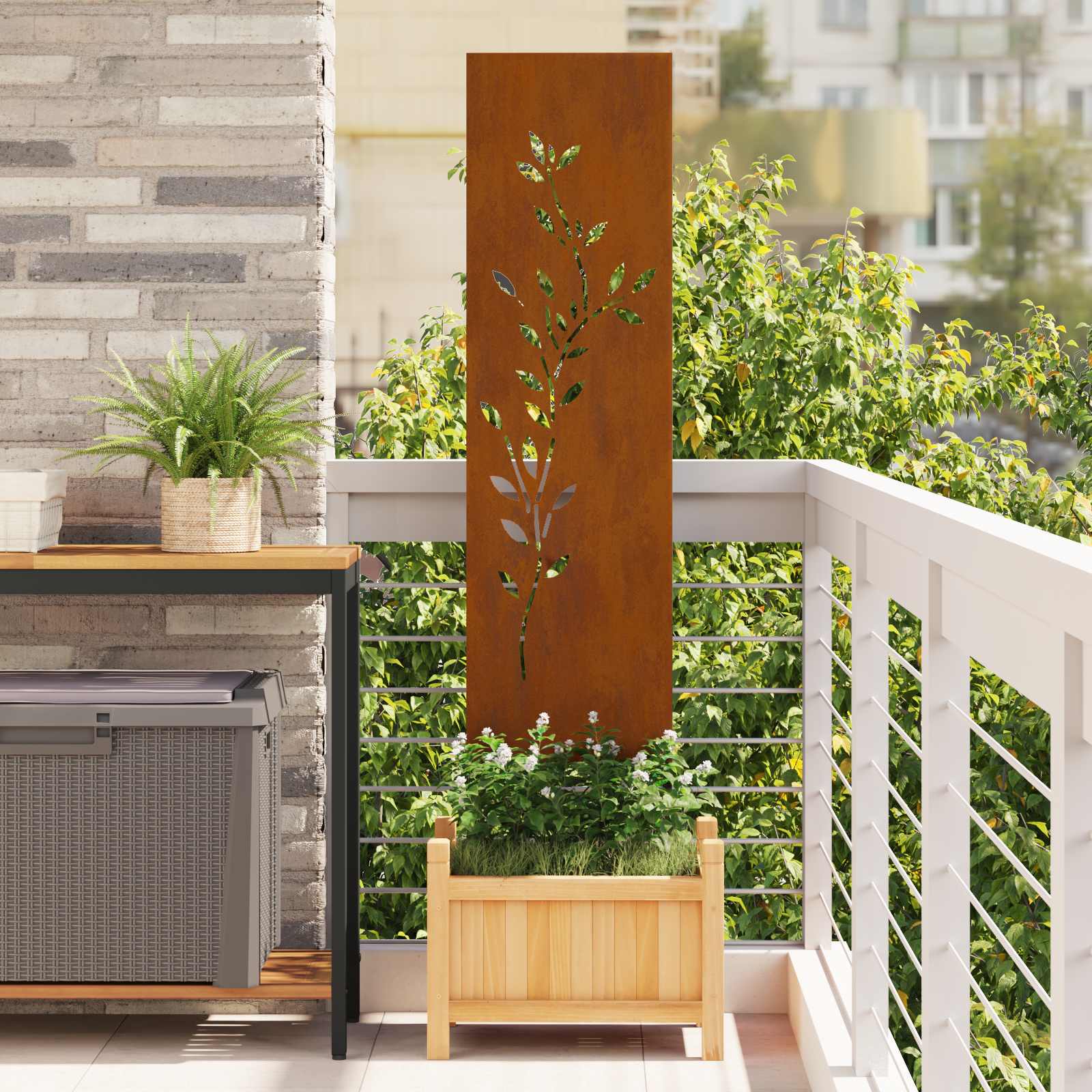 Tuin Privacy Screen Bloemen Roestig 32 x 140 cm Cortenstaal is nu te koop bij PeponiXL, paradijselijk wonen!
