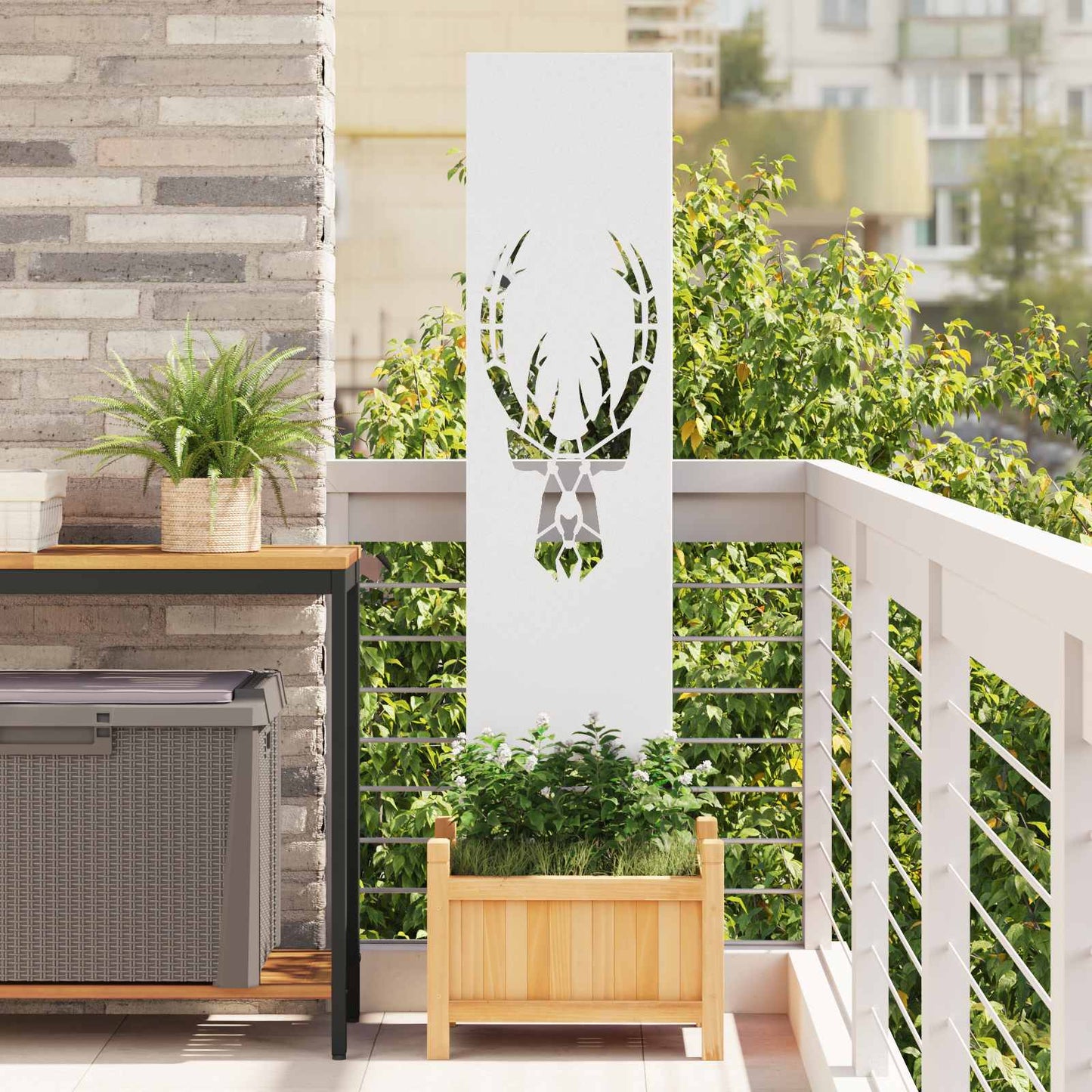 Tuin Privacy Screen Wit 32 x 140 cm Koudgewalst staal is nu te koop bij PeponiXL, paradijselijk wonen!