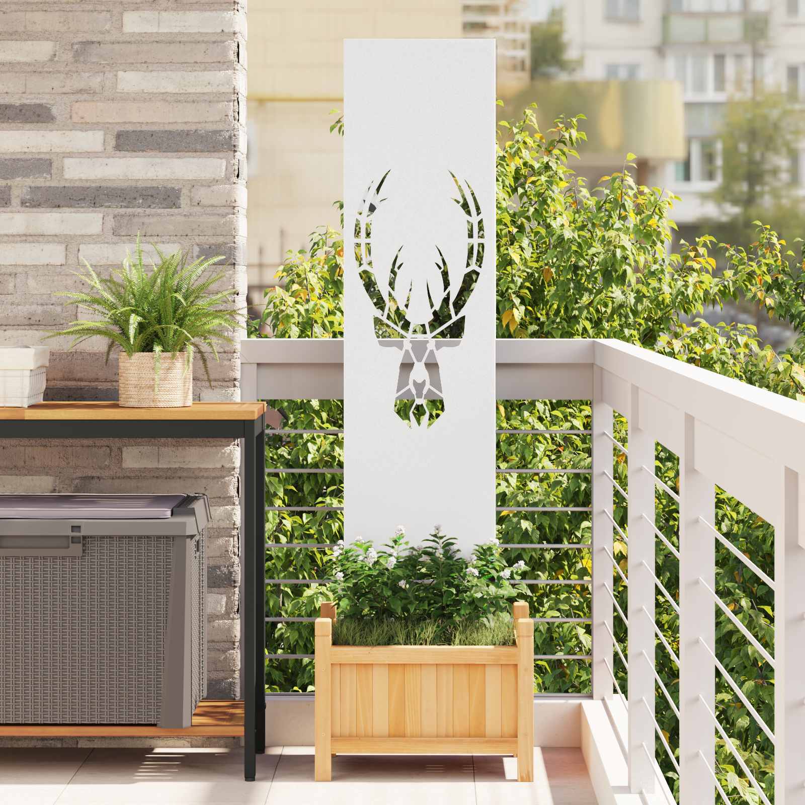 Tuin Privacy Screen Wit 32 x 140 cm Koudgewalst staal is nu te koop bij PeponiXL, paradijselijk wonen!