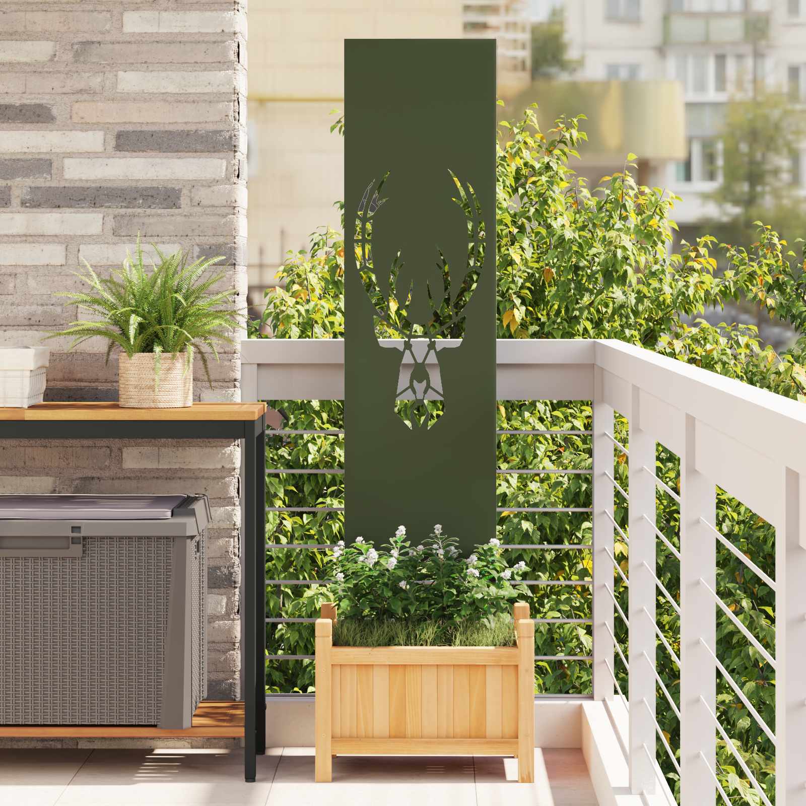Tuin Privacy Screen Olijfgroen 32 x 140 cm Koudgewalst staal is nu te koop bij PeponiXL, paradijselijk wonen!