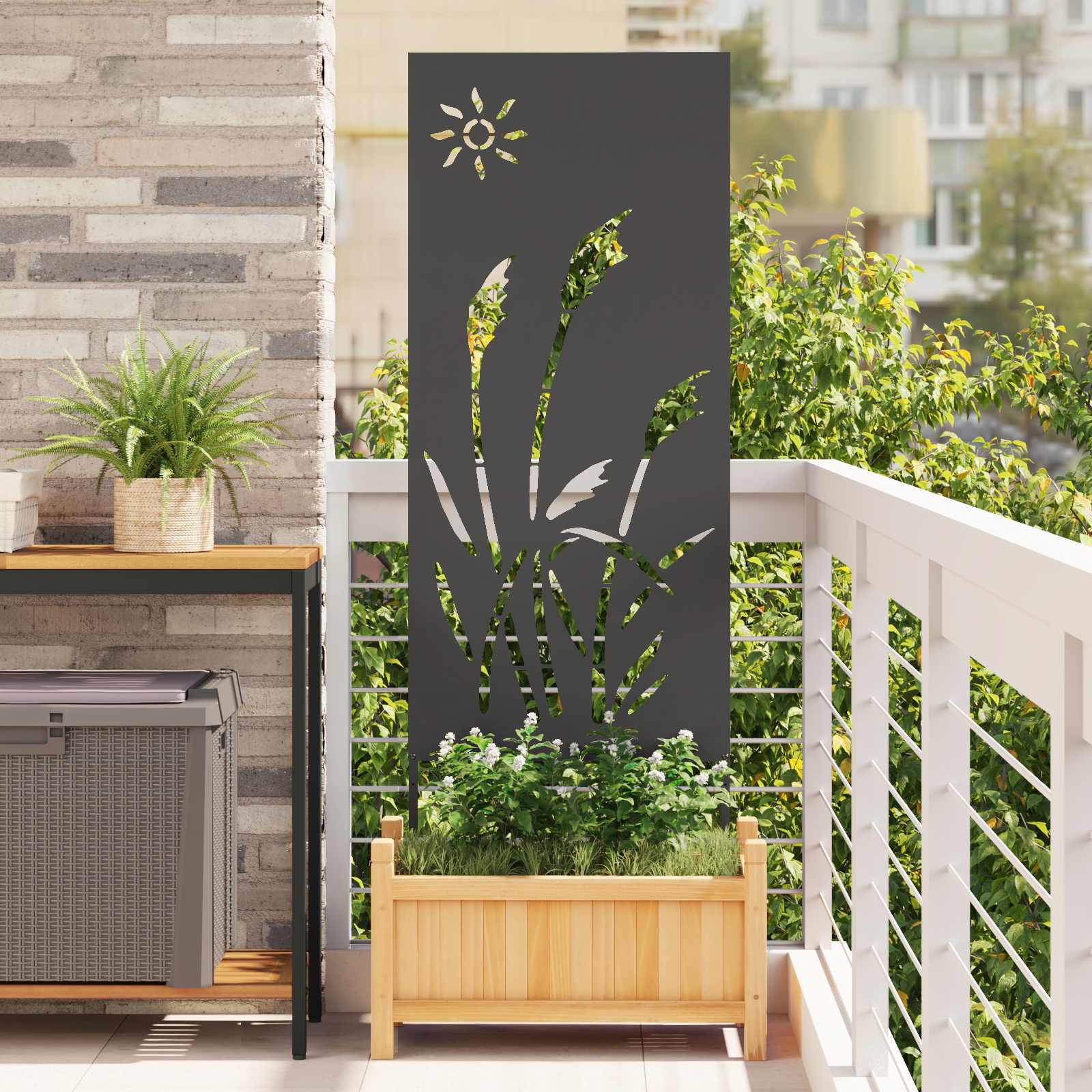 Tuin Privacy Screen Zwart 50 x 140 cm Koudgewalst staal is nu te koop bij PeponiXL, paradijselijk wonen!