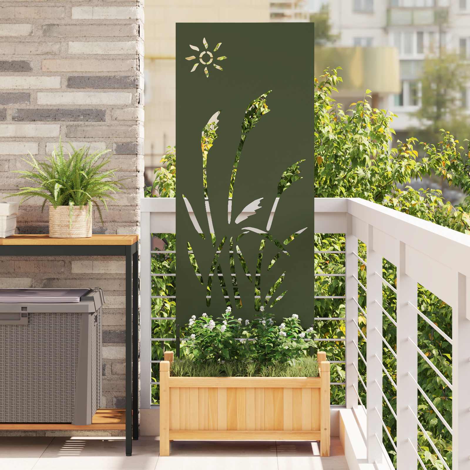 Tuin Privacy Screen Olijfgroen 50 x 140 cm Koudgewalst staal is nu te koop bij PeponiXL, paradijselijk wonen!