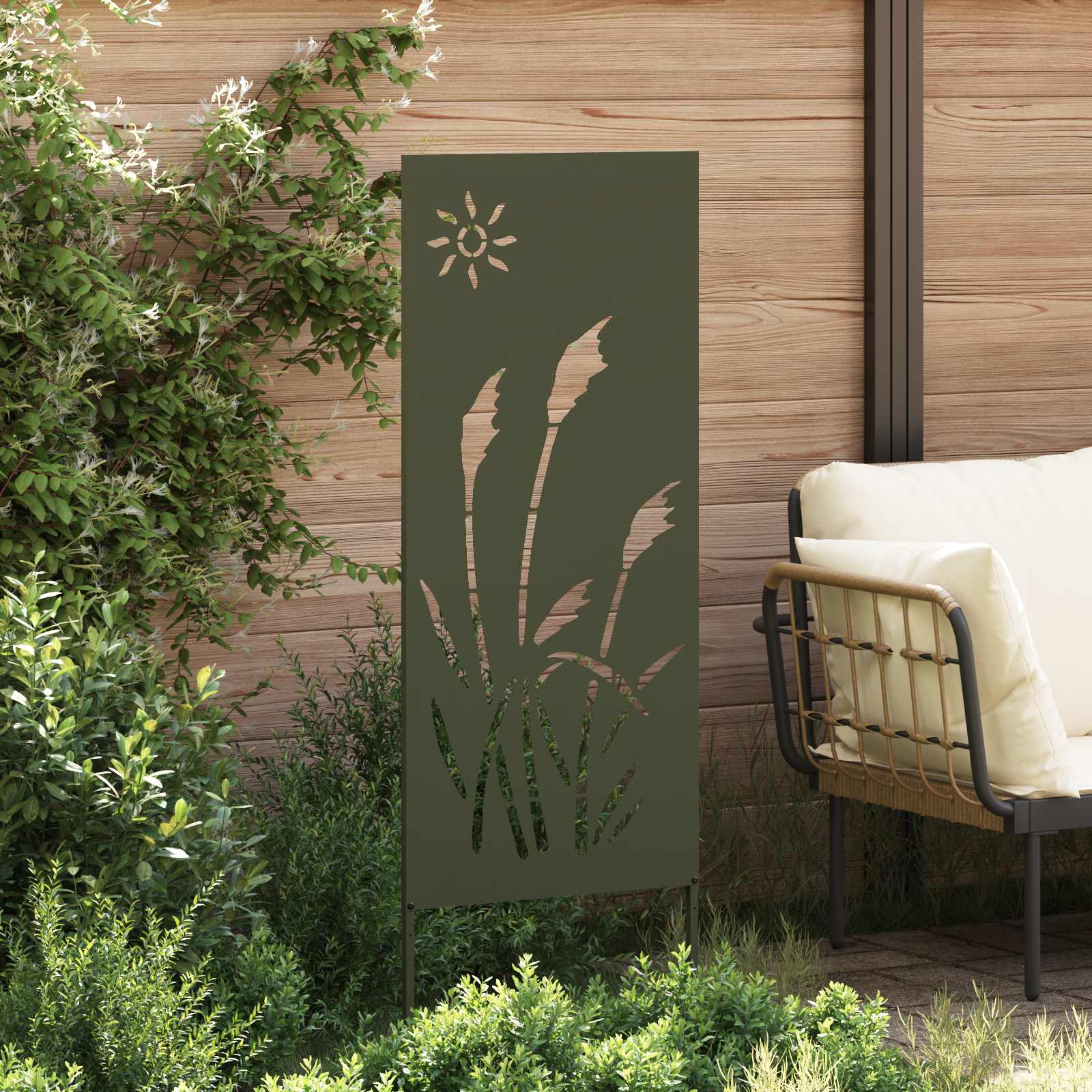 Tuin Privacy Screen Olijfgroen 50 x 140 cm Koudgewalst staal is nu te koop bij PeponiXL, paradijselijk wonen!