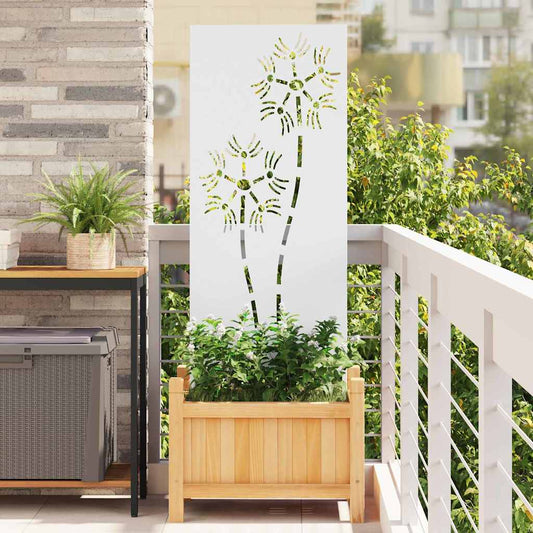 Tuin Privacy Screen Fretwerk Wit 50 x 140 cm Koudgewalst staal is nu te koop bij PeponiXL, paradijselijk wonen!