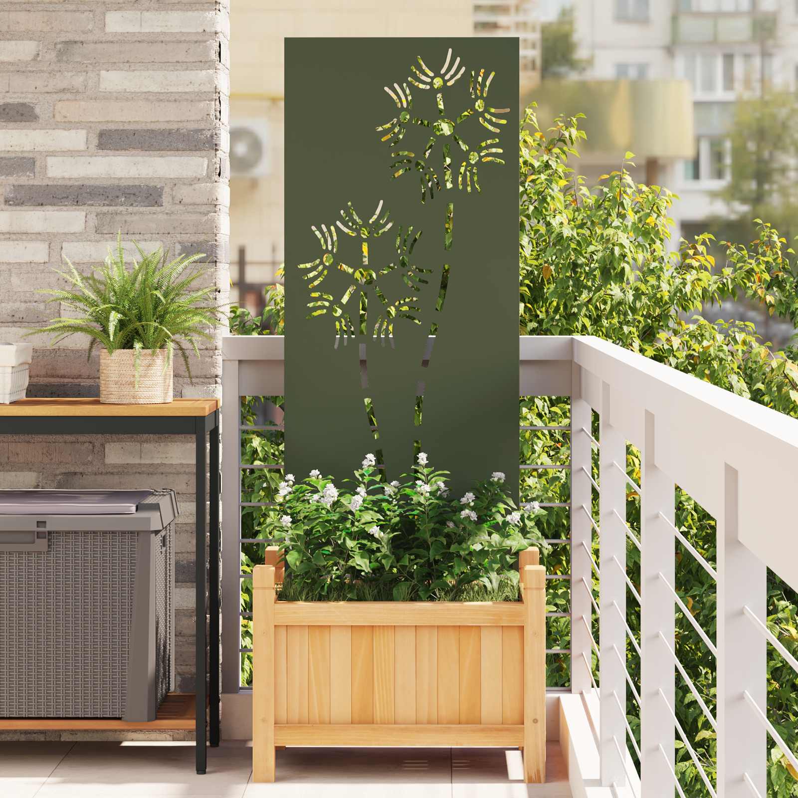 Tuin Privacy Screen Olijfgroen 50 x 140 cm Koudgewalst staal is nu te koop bij PeponiXL, paradijselijk wonen!