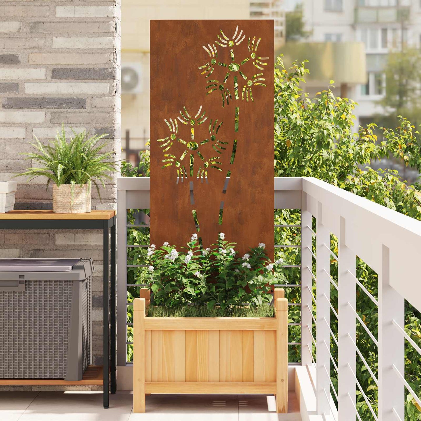 Tuin Privacy Screen Fretwerk Roestig 50 x 140 cm Cortenstaal is nu te koop bij PeponiXL, paradijselijk wonen!