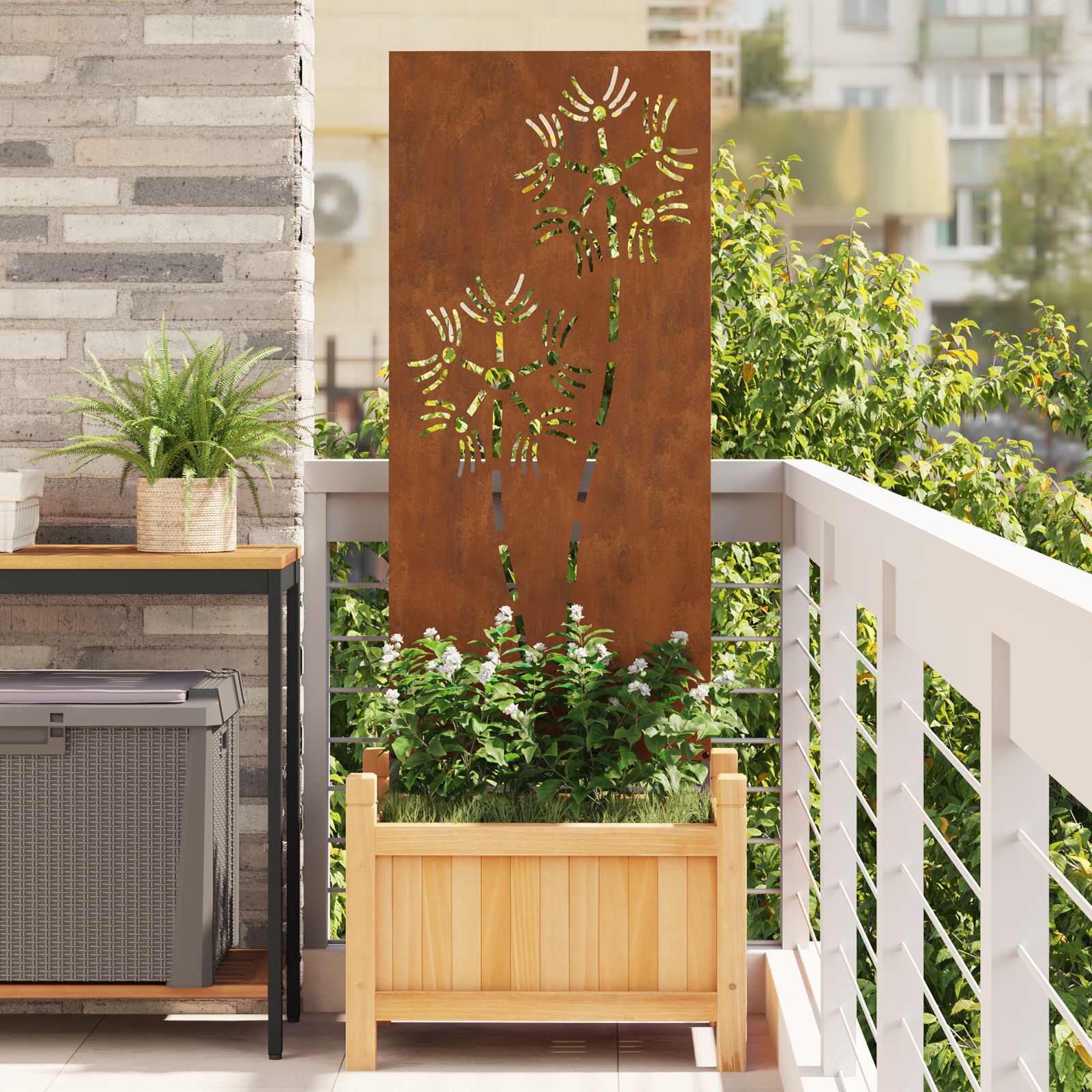 Tuin Privacy Screen Fretwerk Roestig 50 x 140 cm Cortenstaal is nu te koop bij PeponiXL, paradijselijk wonen!