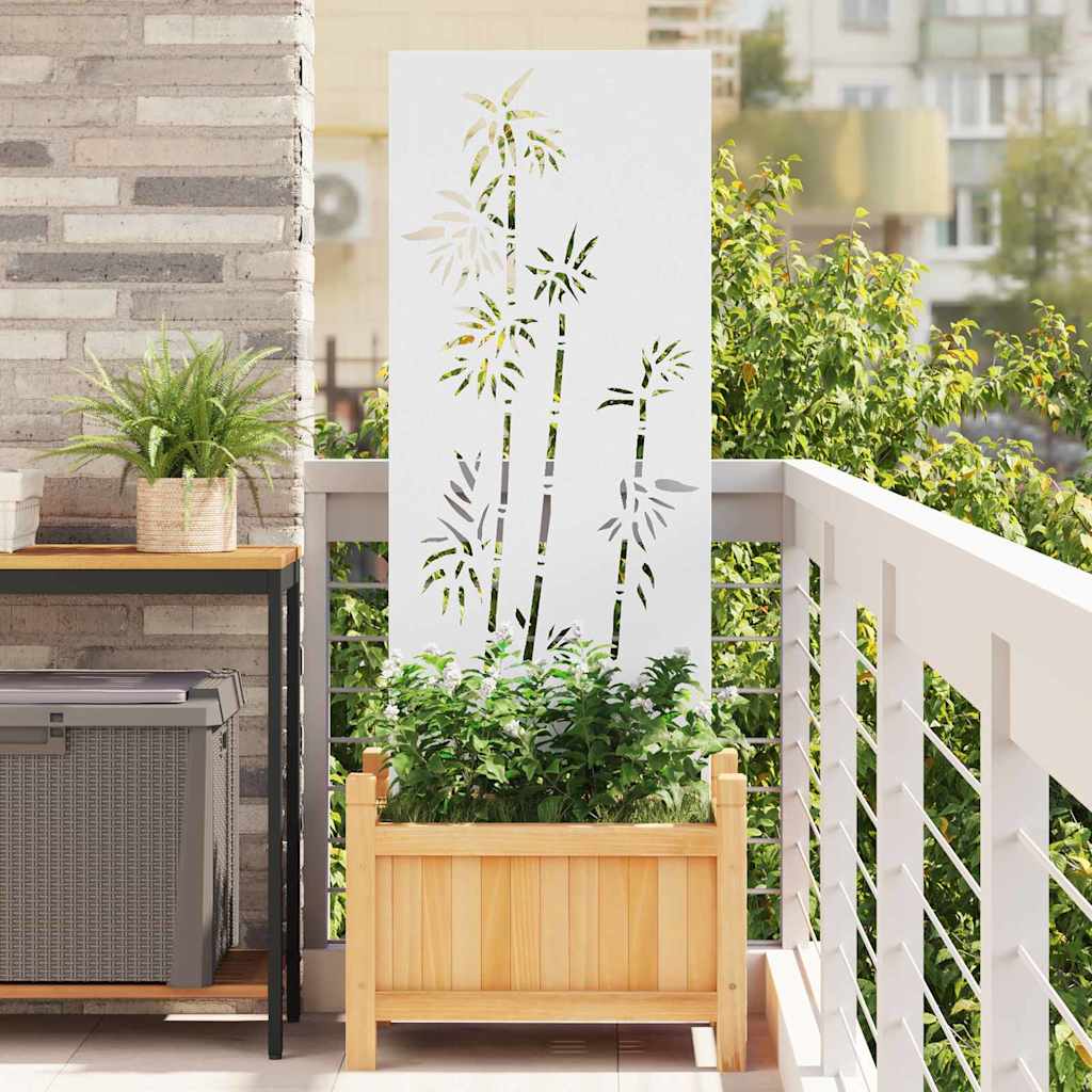 Tuin Privacy Screen Bloemen Wit 50 x 140 cm Koudgewalst staal is nu te koop bij PeponiXL, paradijselijk wonen!
