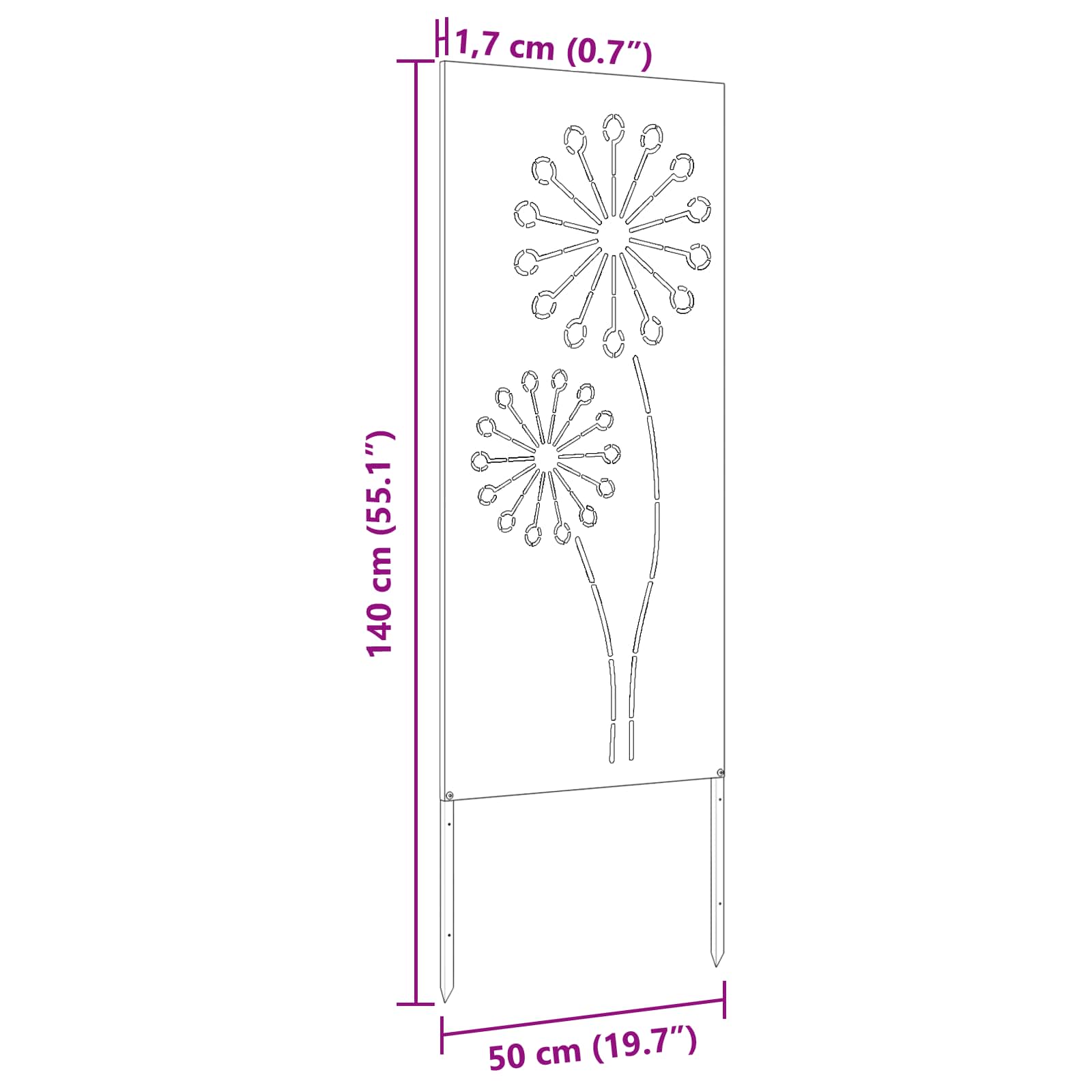 Tuin Privacy Screen Zwart 50 x 140 cm Koudgewalst staal is nu te koop bij PeponiXL, paradijselijk wonen!