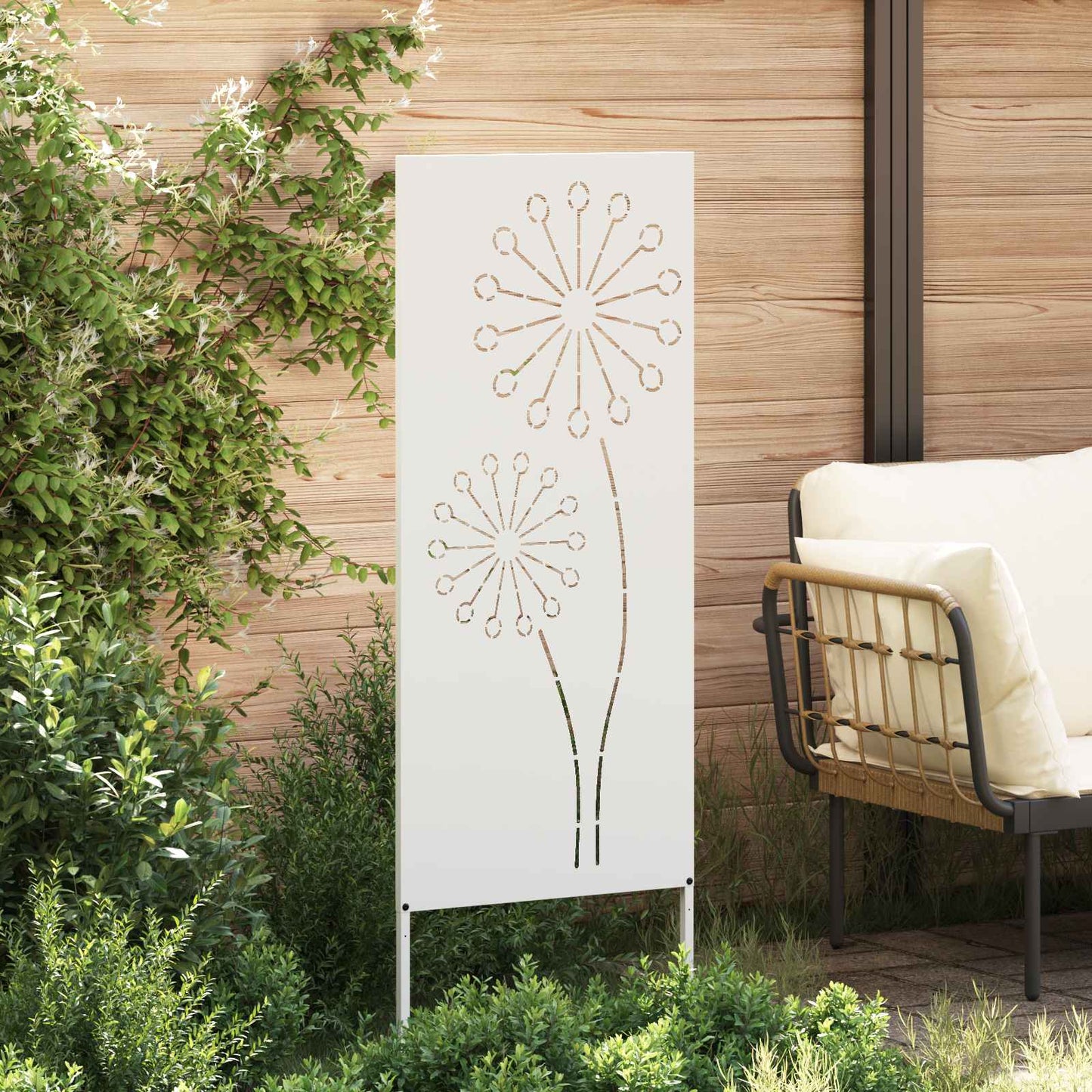 Tuin Privacy Screen Fretwerk Wit 50 x 140 cm Koudgewalst staal is nu te koop bij PeponiXL, paradijselijk wonen!