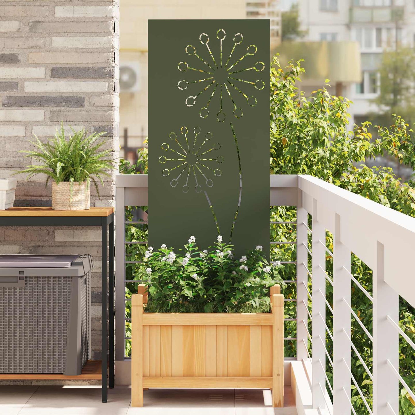 Tuin Privacy Screen Olijfgroen 50 x 140 cm Koudgewalst staal is nu te koop bij PeponiXL, paradijselijk wonen!