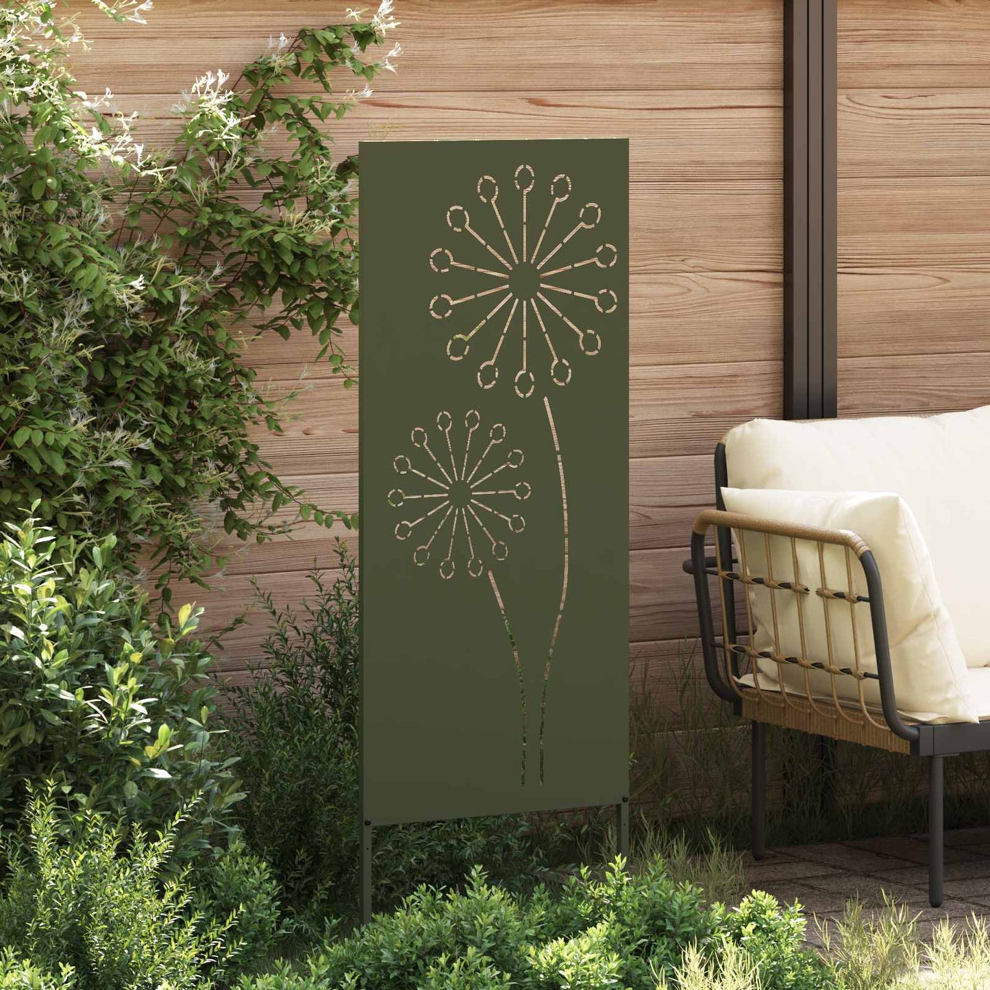 Tuin Privacy Screen Olijfgroen 50 x 140 cm Koudgewalst staal is nu te koop bij PeponiXL, paradijselijk wonen!