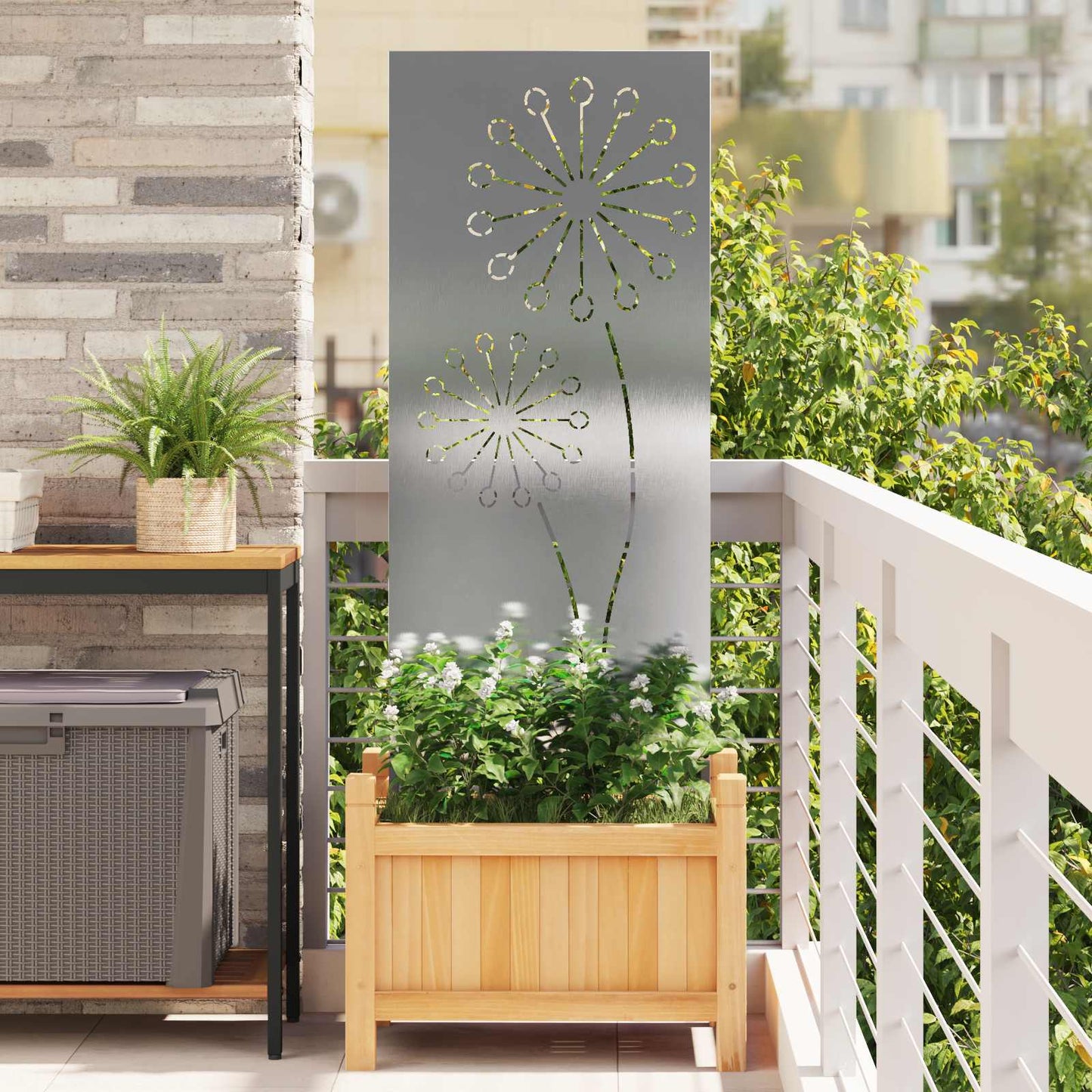 Tuin Privacy Screen Fretwerk Zilver 50 x 140 cm Roestvrij staal is nu te koop bij PeponiXL, paradijselijk wonen!